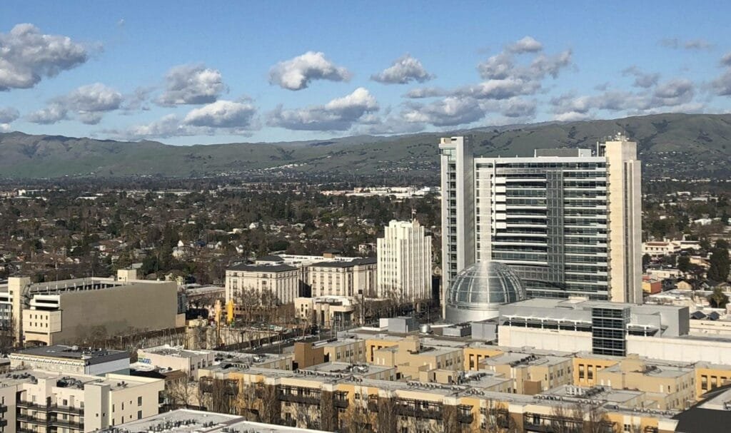 A panoramic view of Sacramento from the top of a building.